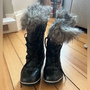Women's Sorel Black Fur-Lined Winter Boots